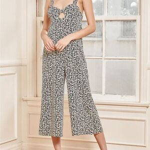 Floral Black and Cream Jumpsuit